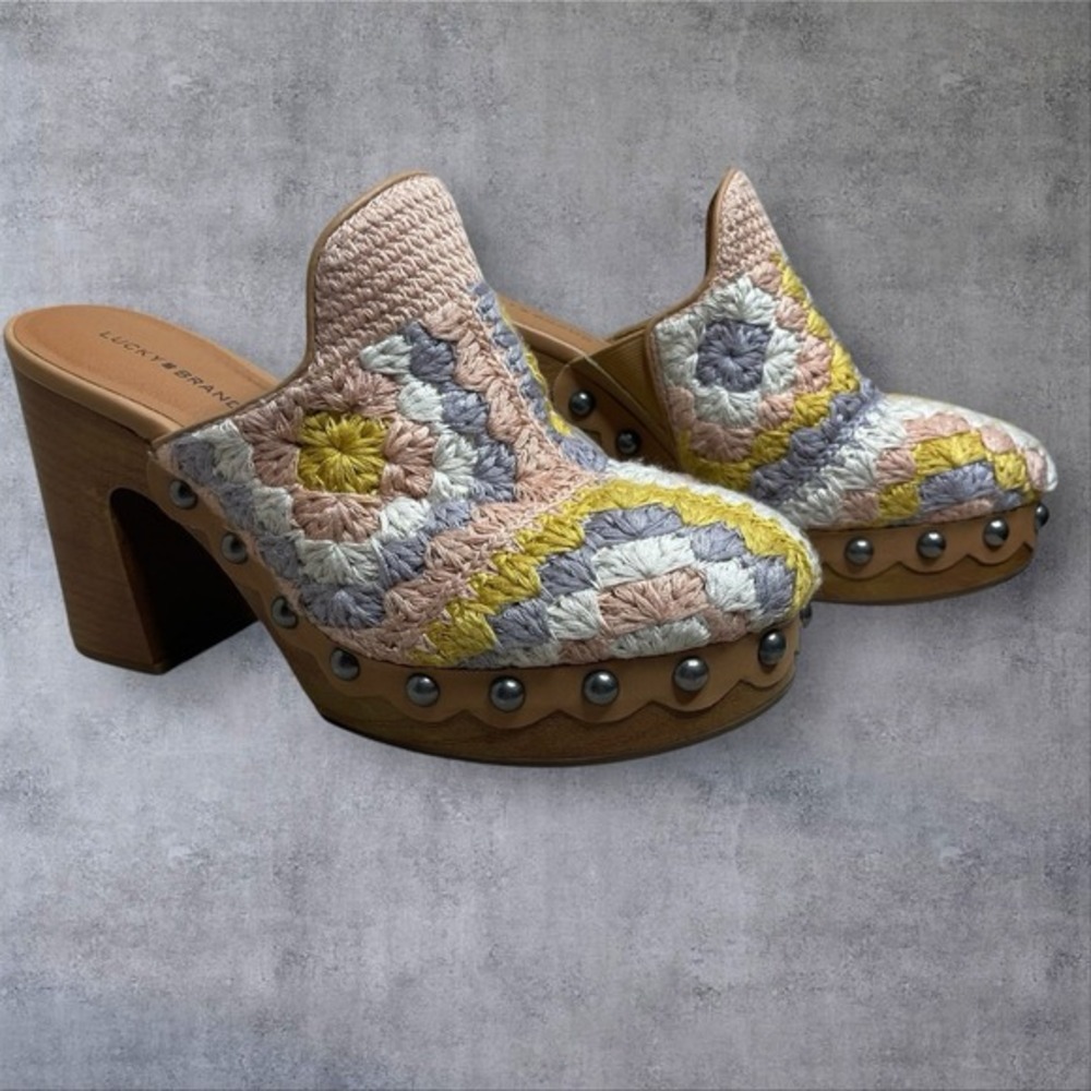 Lucky Brand Multicolor Crochet Mules